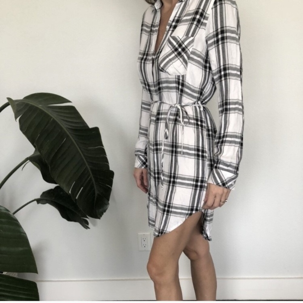 Rails Nadine flannel tie waist long sleeve dress